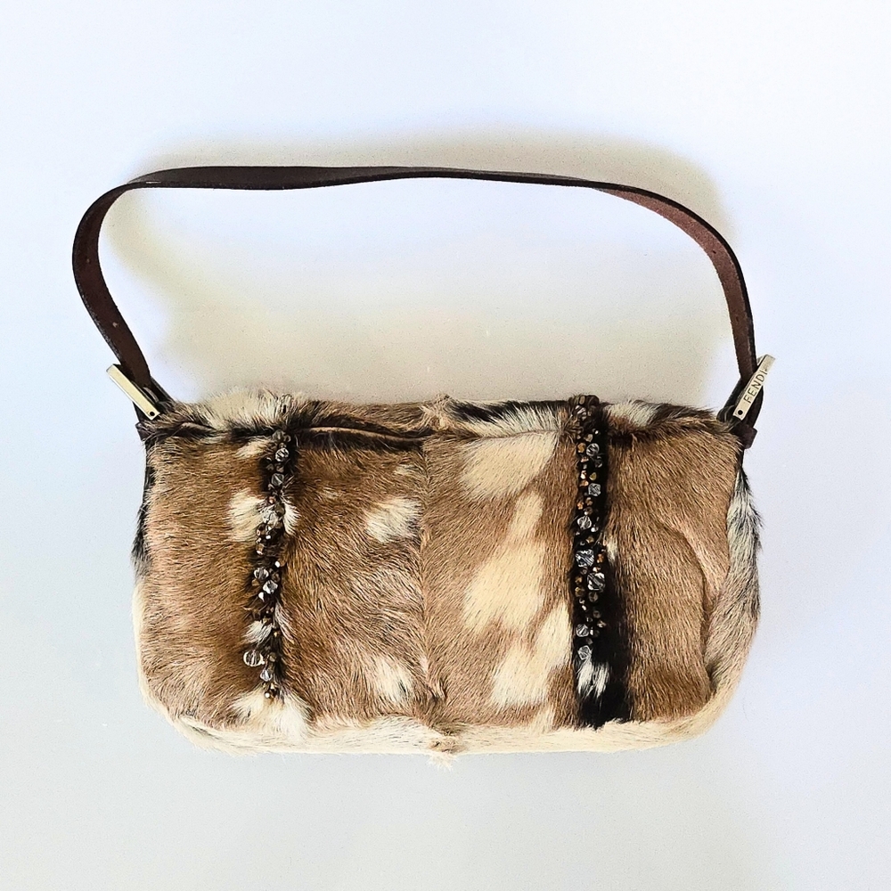 Fendi Baguette Pony-Hair Cow Print Beaded - image 6